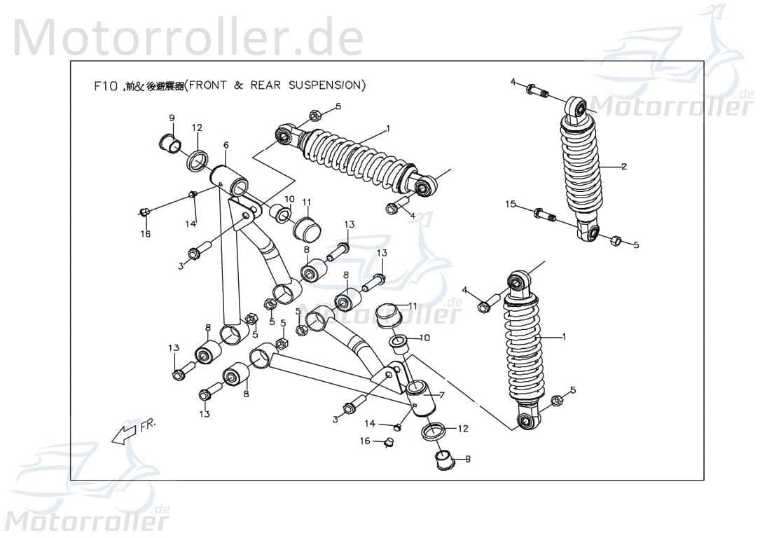 PGO Sechskantschraube M10x40mm X-RIDER 150 Quad 150ccm 4Takt Motorroller.de Befestigung Halter Halterung Flachkopfschraube Sechskant-Schraube ATV UTV