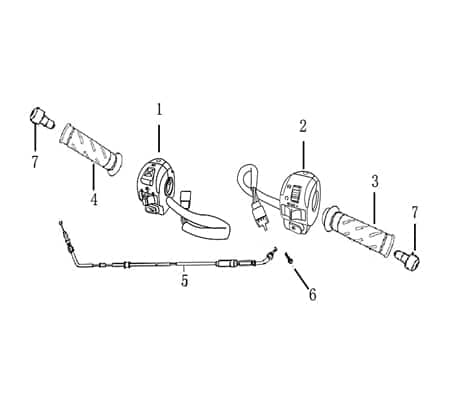 Rex RS460 Gaszug 1870mm EinbauL Bowdenzug Seilzug Motorroller.de 50ccm 4Takt 139QMB JSD50QT-13 50cc 4T 139QMA Bautenzug Gasseilzug