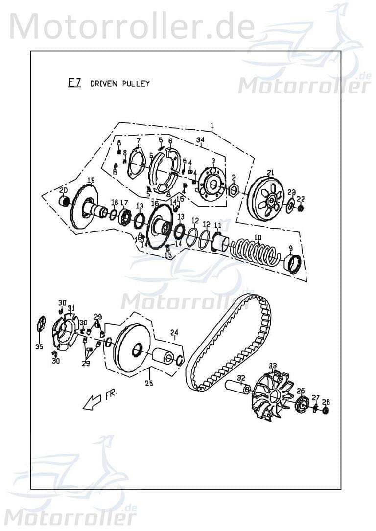 PGO Kupplung Wandlereinheit G-Max 50 Roller 50ccm 2Takt Motorroller.de Fliehkraftkupplung Fliehkraft-Kupplung Variomatik-Kupplung Nockenscheibe