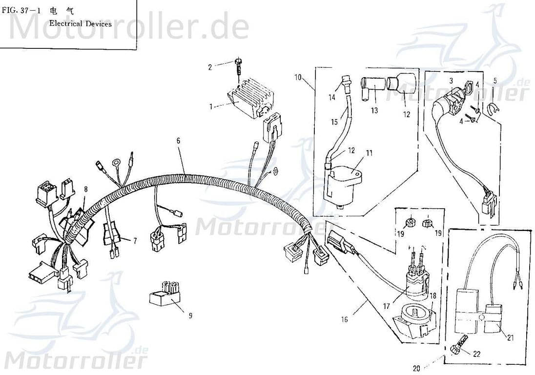 Sundiro Widerstand 20W 8.5 Ohm XDZ 50 TA Roller 50ccm 2Takt Motorroller.de Vorwiderstand Widerstandskomponente Widerstands-Komponente 152QMI Scooter