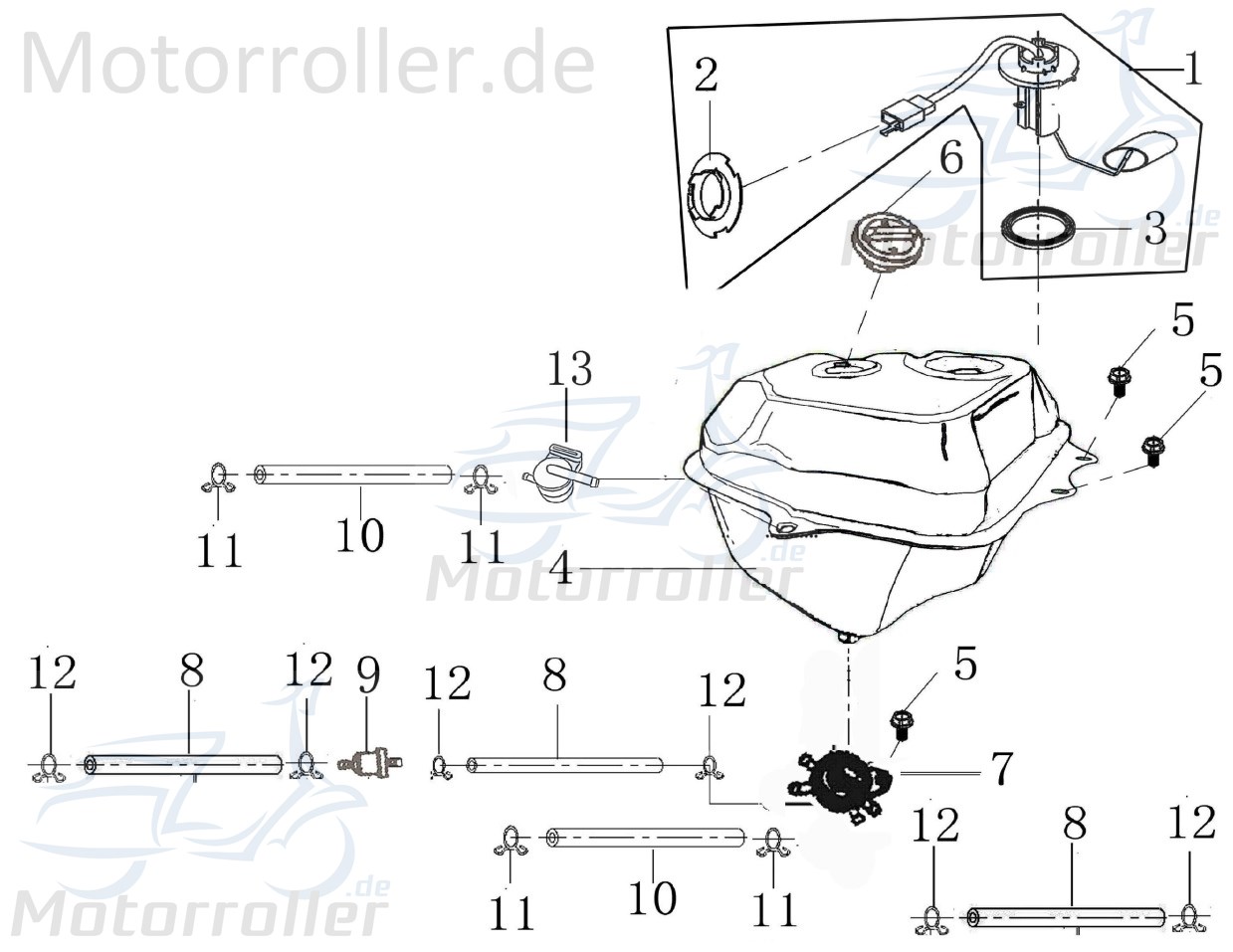 Benzinhahn Benzinventil Kraftstoffventil GY6-ZB3050