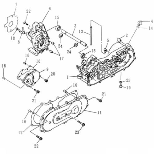 Rex 25-50 2-T Motorgehäusedeckel 50ccm 2Takt 15411-NAF-0007 Motorroller.de silber Motordeckel Kurbelgehäusedeckel Minarelli liegend Scooter REXY 25-50