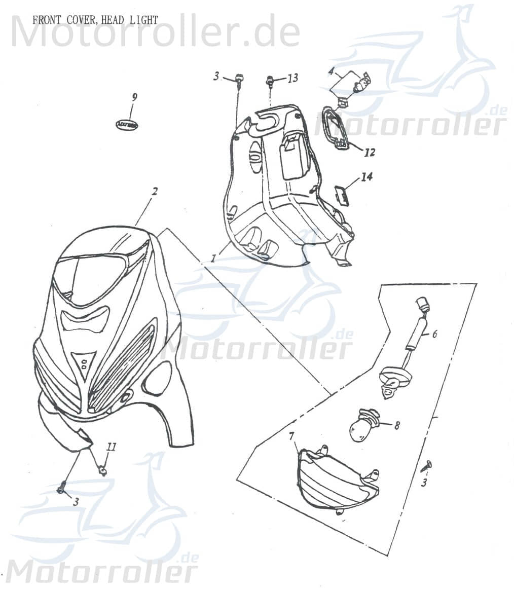Adly Innenverkleidung grau Thunder Bike TB 50 50ccm 2Takt Motorroller.de Innen-Verkleidung Innenabdeckung Innen-Auskleidung 100ccm-2Takt Scooter