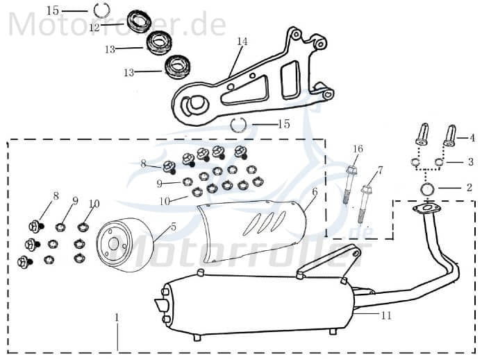 Bundschraube M8x1.25x80mm mit Bund verzinkt AGM 50ccm 2Takt Motorroller.de Maschinenschraube Flanschschraube Flansch-Schraube Maschinen-Schraube