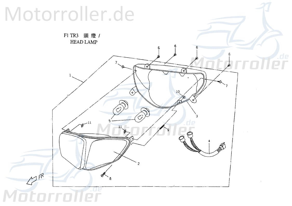 PGO Scheinwerfer vorn T-Rex 50 Frontscheinwerfer 50ccm 2Takt Motorroller.de Hauptscheinwerfer Front-Scheinwerfer Vorderlicht Frontlicht Frontleuchte