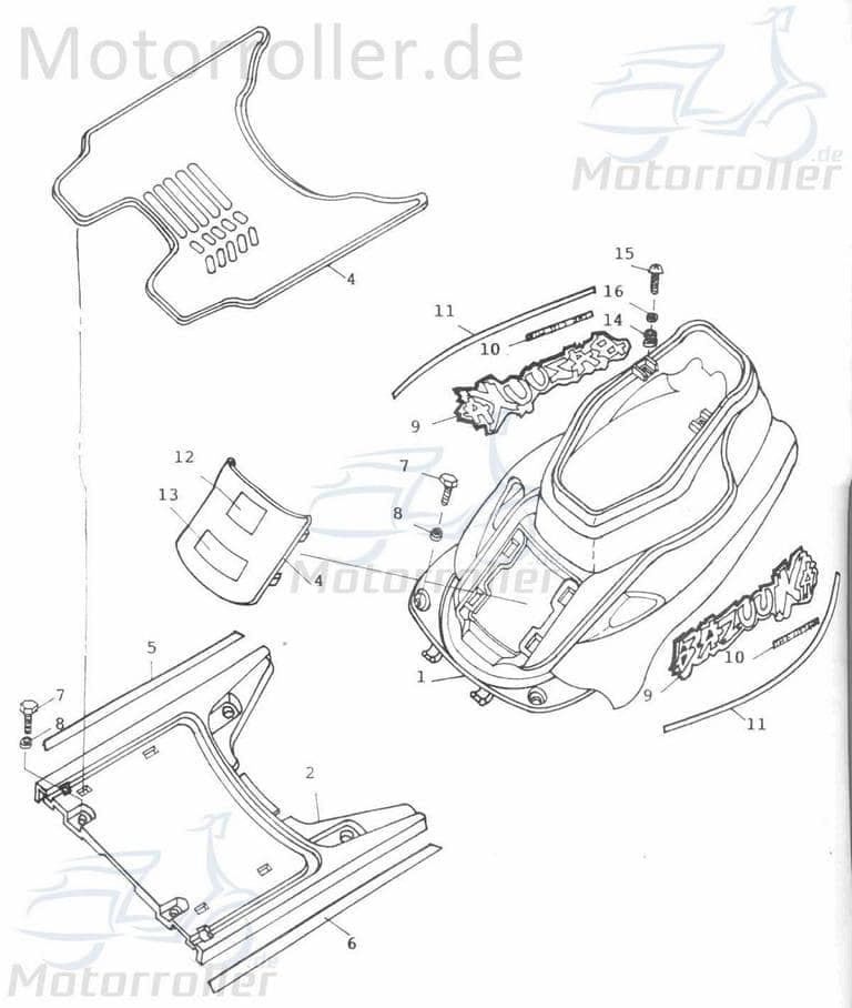 Adly Rapido 50 Deckel Sitzbankverkleidung 50ccm 2Takt 31506-105-000-R Motorroller.de Serviceklappe Service-Klappe Reparaturklappe Reparatur-Klappe