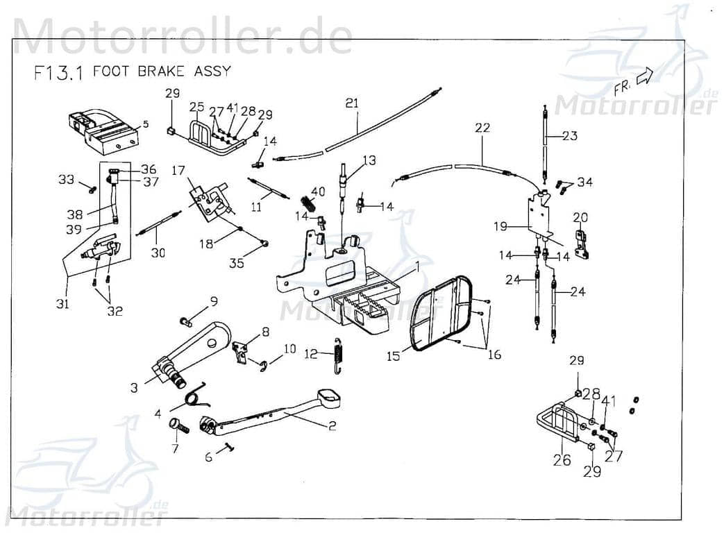PGO Halteplatte Fussbremse Kabelplatte X-Rider 90 Halter ATV X2468040000 Motorroller.de Stahlplatte Montageschiene Fixierung Halterung Montageplatte