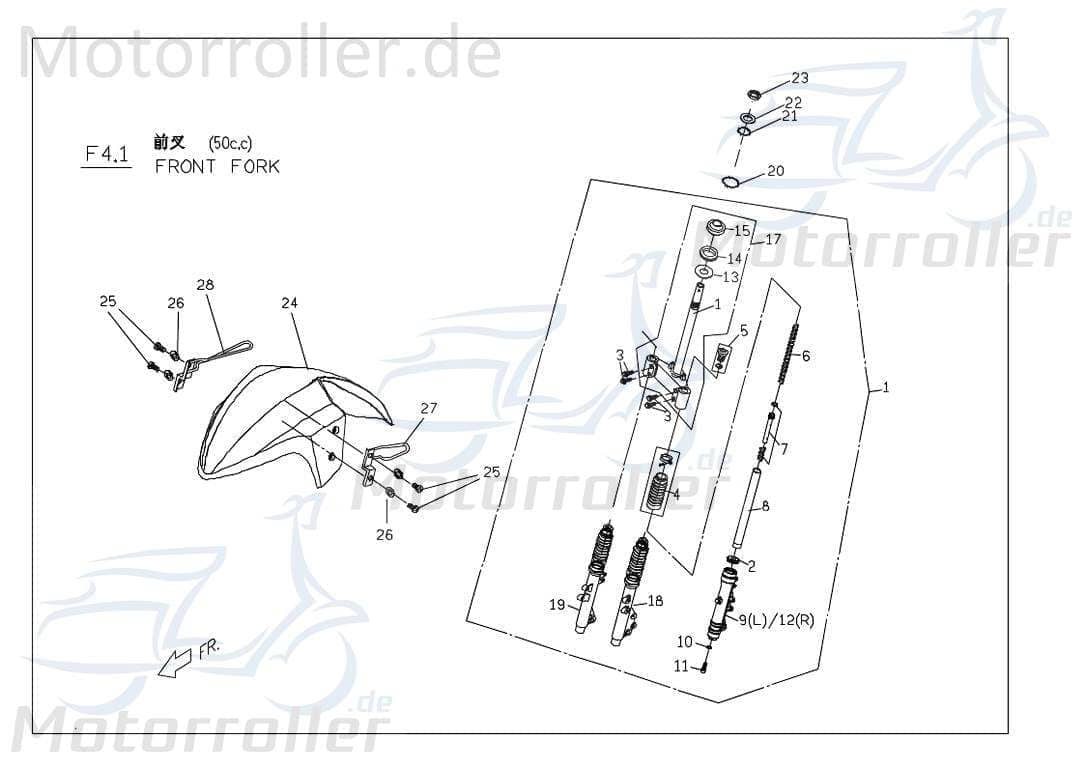 PGO Gabelbrücke silber G-Max 50 Naked Radgabel Telegabel M2443007201 Motorroller.de Gabel-Brücke Vorderrad-Gabel Joch Vorderradgabel Lenkgabel Mokick