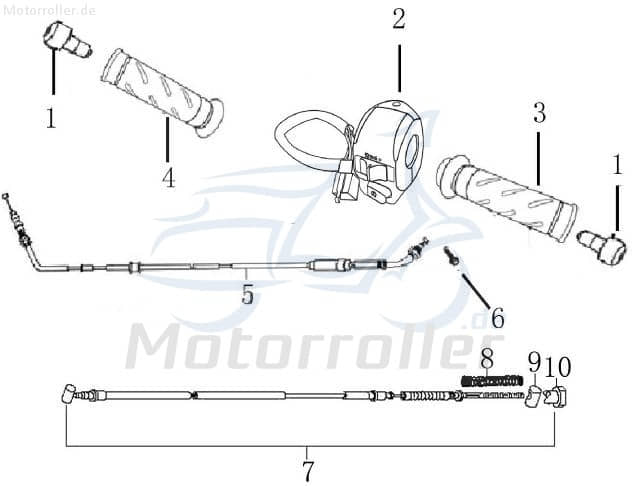 Bremszug 1870mm Einbaulänge hinten komplett 1080303-1