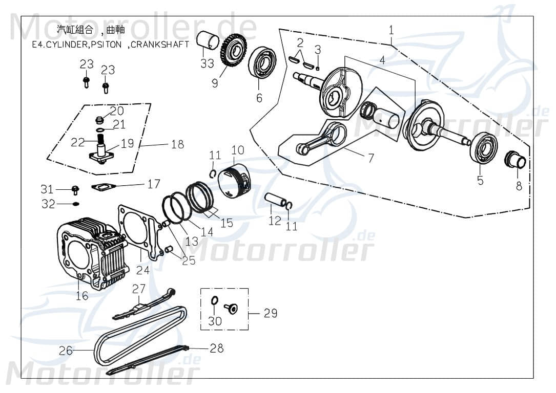 PGO Bugrider 200 Steuerkettenschiene Führungsschiene Buggy 200ccm 4Takt C70724700000 Motorroller.de Kettenführung Ketten-Führung Führungs-Schiene