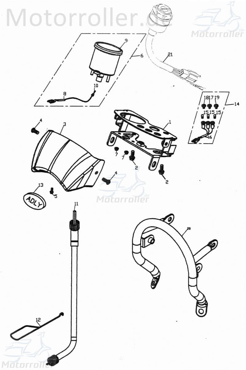 Adly RT 50 Road Trace Zündschloss 50ccm 2Takt 35100-154-000 Motorroller.de Hauptschalter Zünd-Schloss Lenkerschloss Lenker-Schloss Anlasserschloss