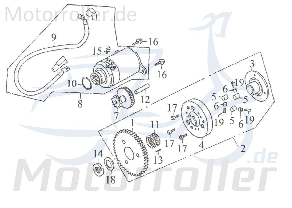 Anlasserkupplungsscheibe Rex RS125 Roller 125ccm 4Takt Motorroller.de 125ccm-4Takt Scooter RS125 QM125T 10D Ersatzteil Service Inpektion