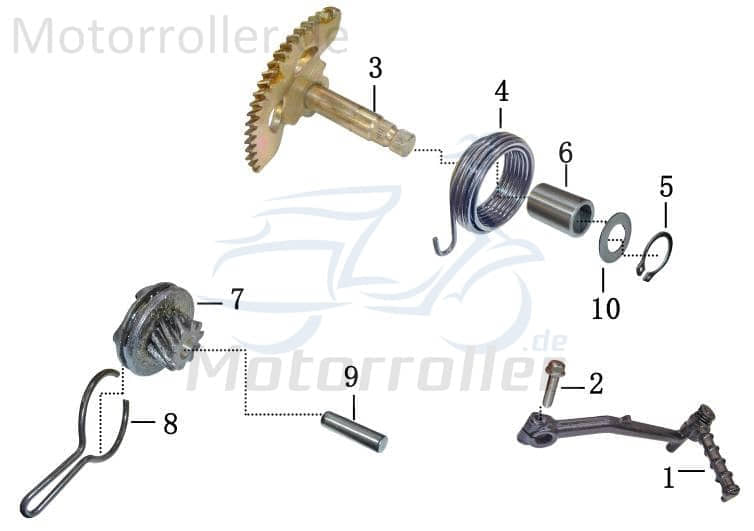 Kickstarterhebel Stahl schwarz 1PE40QMB-077-1