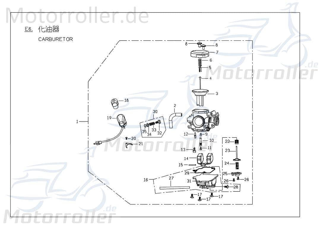 PGO Vergaserdüse G-Max 50 Vergaser-Düse Hauptdüse 50ccm 2Takt Motorroller.de Nadeldüse Dosierdüse Einstelldüse Haupt-Düse Nadel-Düse PGO 50ccm-2Takt
