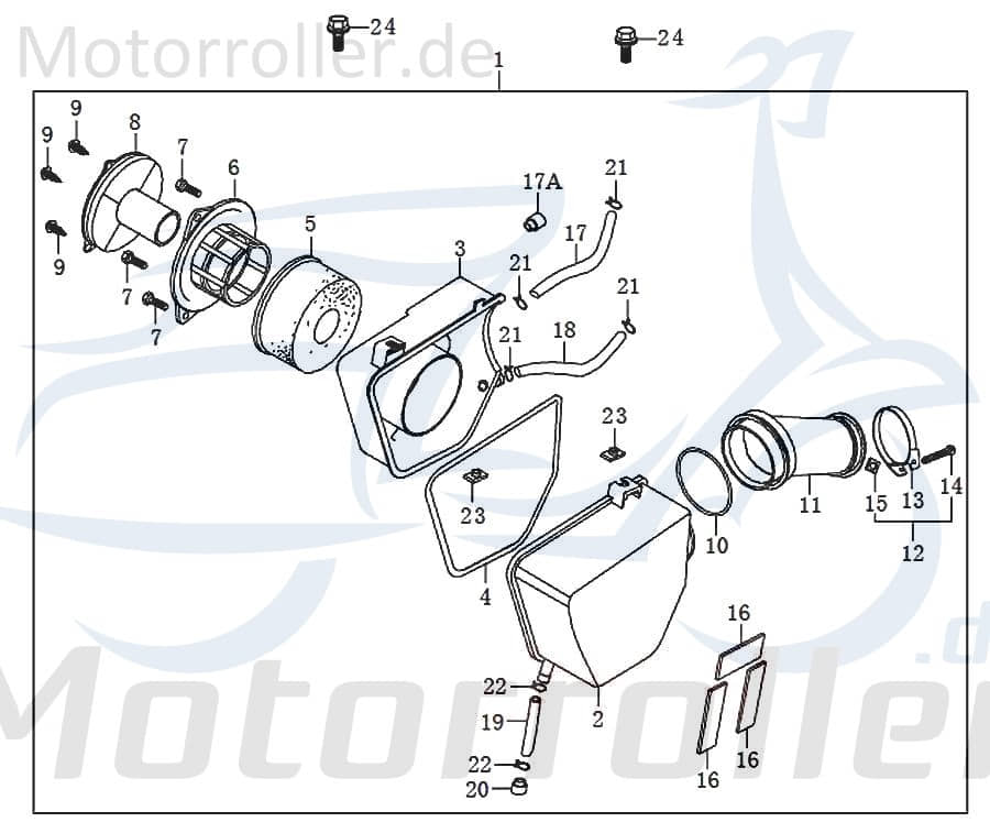 Qingqi STREET 125 DD Filterdeckel Roller 125ccm 4Takt 91306 Motorroller.de Filterkappe 125ccm-4Takt Scooter Ersatzteil Service Inpektion Direktimport