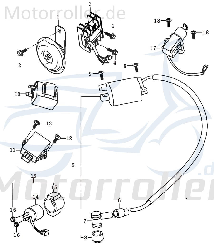 Starterrelais Kreidler SUPERMOTO 125 Magnetschalter 91314 Motorroller.de Startrelais Anlasserrelais Anlasser-Relais Starter-Relais Starterschalter