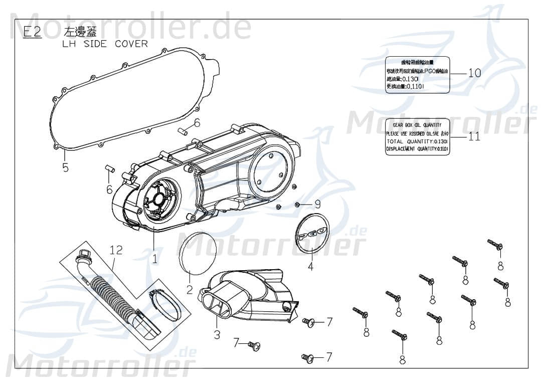 PGO Bugrider 200 Schwimmerkühlerrohr Buggy 200ccm 4Takt X30631000000 Motorroller.de PGO 200ccm-4Takt Ersatzteil Service Inpektion Direktimport