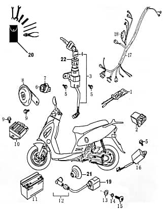 Rex RS250 Thermoschalter Roller Scooter 50ccm 2Takt 87952 Motorroller.de Temperaturschalter Überhitzungsschalter für Kühlerventilator 50ccm-2Takt