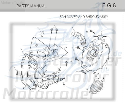 Zylinderverkleidung oben Zylinderhaube Togjian Strassenbuggy 150 M150-1009110 Motorroller.de Eppella ECM TBM Twister Hammerhead Wangye Kasea Buggy
