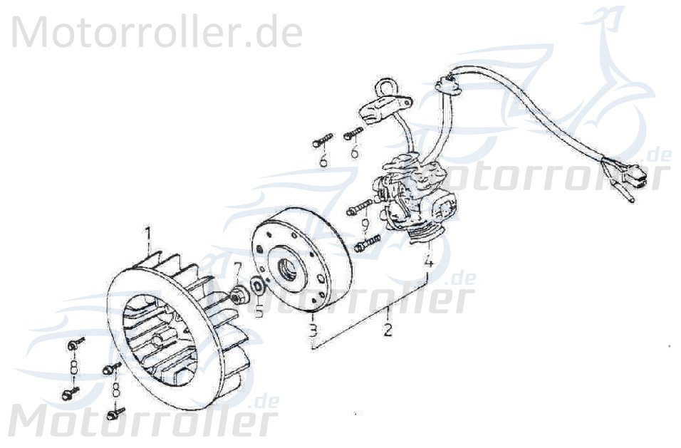 Adly Polrad Rotor GK 125 Polradglocke Schwungrad 125ccm 4Takt Motorroller.de Schwungscheibe Statorscheibe Schwung-Scheibe Polrad-Glocke Schwung-Rad