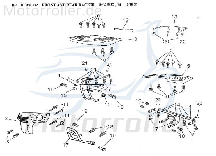 AEON Haltebügel vorn Cobra 180 Utility Halter 180ccm 4Takt Motorroller.de Träger Halterung Befestigungsbügel Halteblech Topcaseträger 125ccm-4Takt ATV