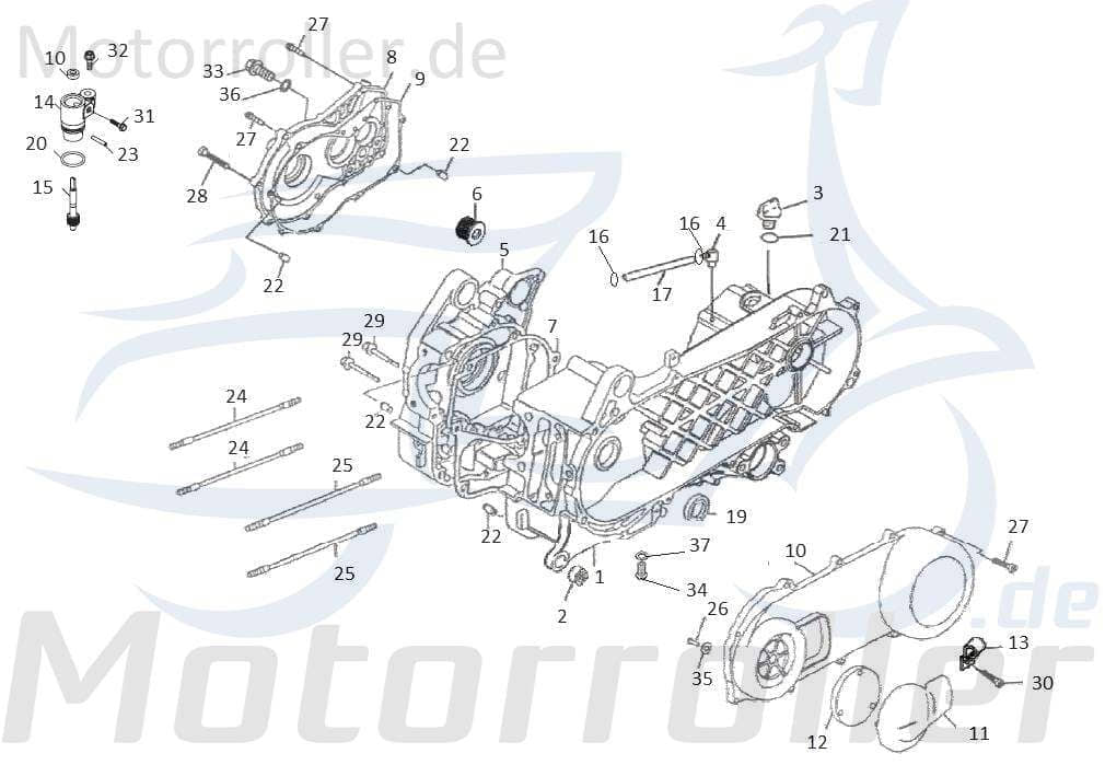 Motorgehäusedeckel 170ccm 4Takt Kreidler F-Kart 170 81345 Motorroller.de Motordeckel Kurbelgehäusedeckel 170ccm-4Takt Mustang 170 UTILITY Ersatzteil