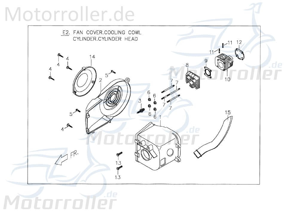 PGO Kühlerhaube PMX 110 Kühlerabdeckung Zylinderverkleidung P00421000001 Motorroller.de PGO 50ccm-2Takt T-Rex 110 Mokick Ersatzteil Service Inpektion