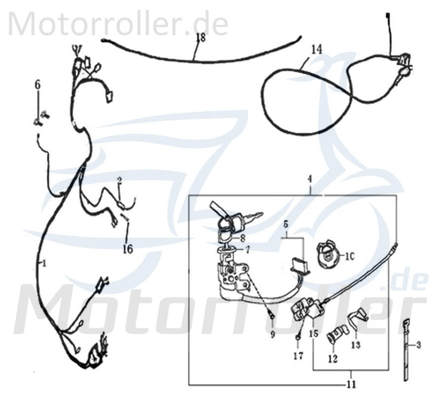 Rex Drive 50 Kabelbaum Kabelsatz Roller 50ccm 2Takt 706929 Motorroller.de Stromverteiler Strom-Verteiler Kabel-Set Kabelbündel Kabel-Baum 50ccm-2Takt
