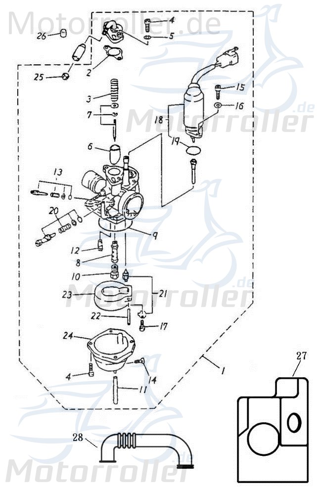 Aeon Cobra 50 Vergaserdüse ATV 50ccm 2Takt ABR-16105-116-000 Motorroller.de VM16 Hauptdüse Nadeldüse Dosierdüse Einstelldüse Haupt-Düse Nadel-Düse UTV