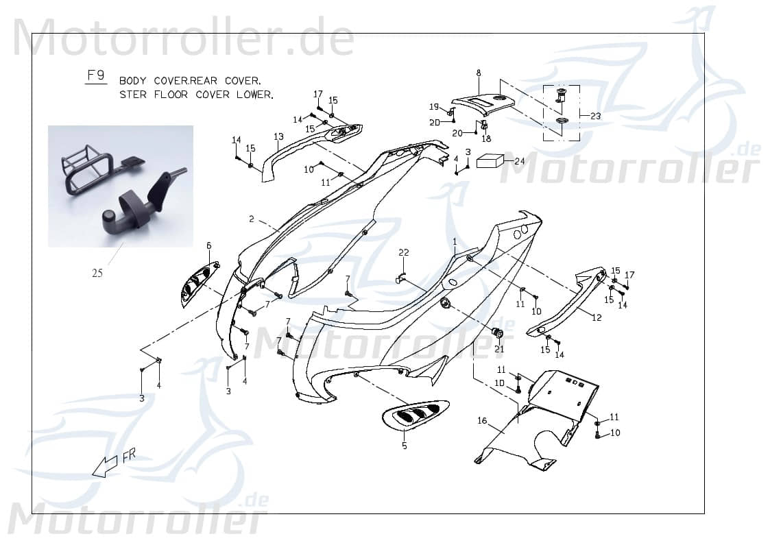 Baotian BT49QT-11 4T Bundschraube 50ccm 4Takt GB-T5787-1986-M6X22 Motorroller.de M6x22mm Maschinenschraube Flanschschraube Flansch-Schraube Scooter