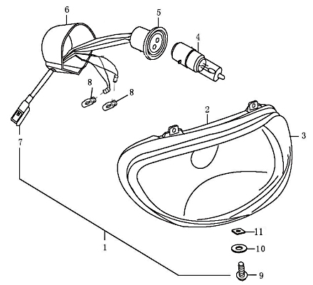 Rex Boston 8 Hauptscheinwerfer RS460 Scheinwerfer Motorroller.de Frontscheinwerfer 50ccm 4Takt 139QMB JSD50QT-13 50cc 4T 139QMA