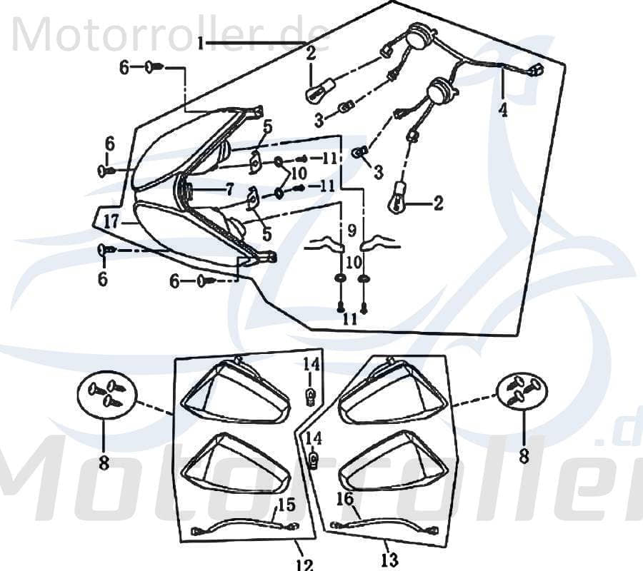 Rex RS1100 Schraube mit Unterlegscheibe 125ccm 4Takt 700197 Motorroller.de M6x16mm verzinkt Bundschraube Maschinenschraube Flanschschraube Scooter