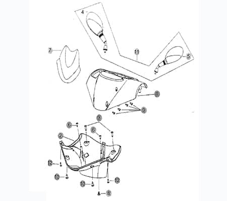 Lenkerverkleidung oben Tacho schwarzmatt 1020301-1-SM