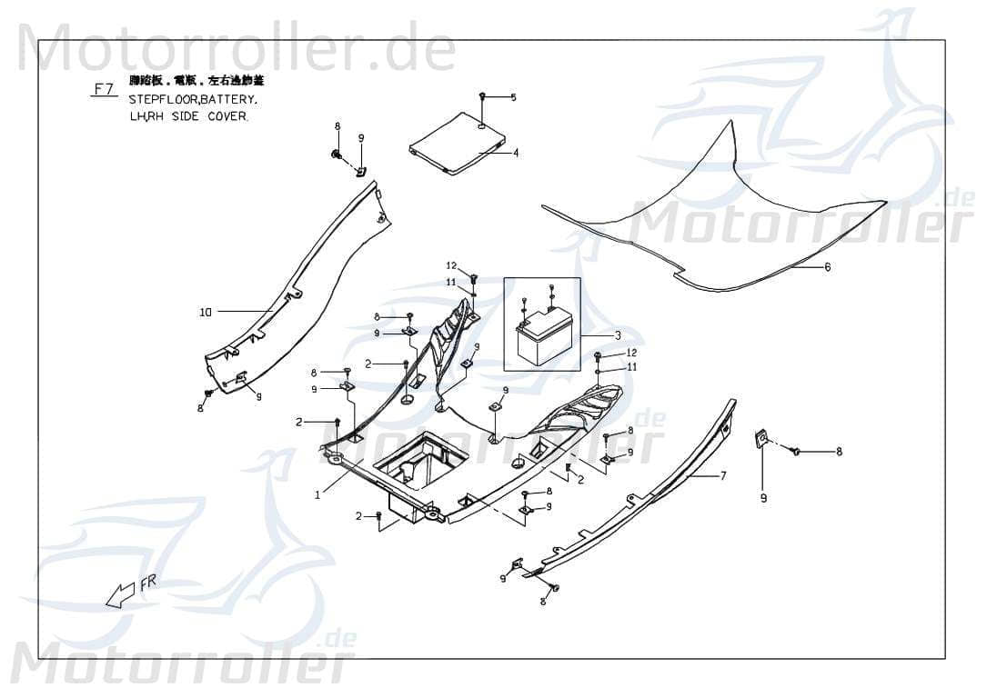 PGO Rodoshow 50 Seitenverkleidung links schwarz Roller Scooter P5626303690 Motorroller.de PGO Seitenabdeckung Seitencover