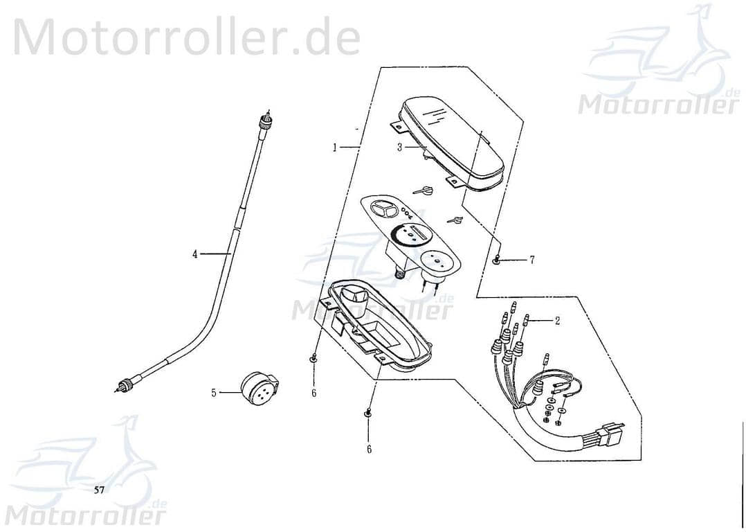 Tachowelle L= 910 mm von Motorroller.de 78001