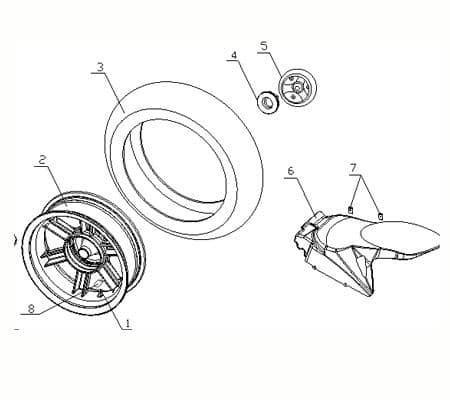 Kreidler Vabene 50 Hinterradabdeckung 730282 Motorroller.de Schutzblech Kotflügel hinten Hinterrad Radabdeckung