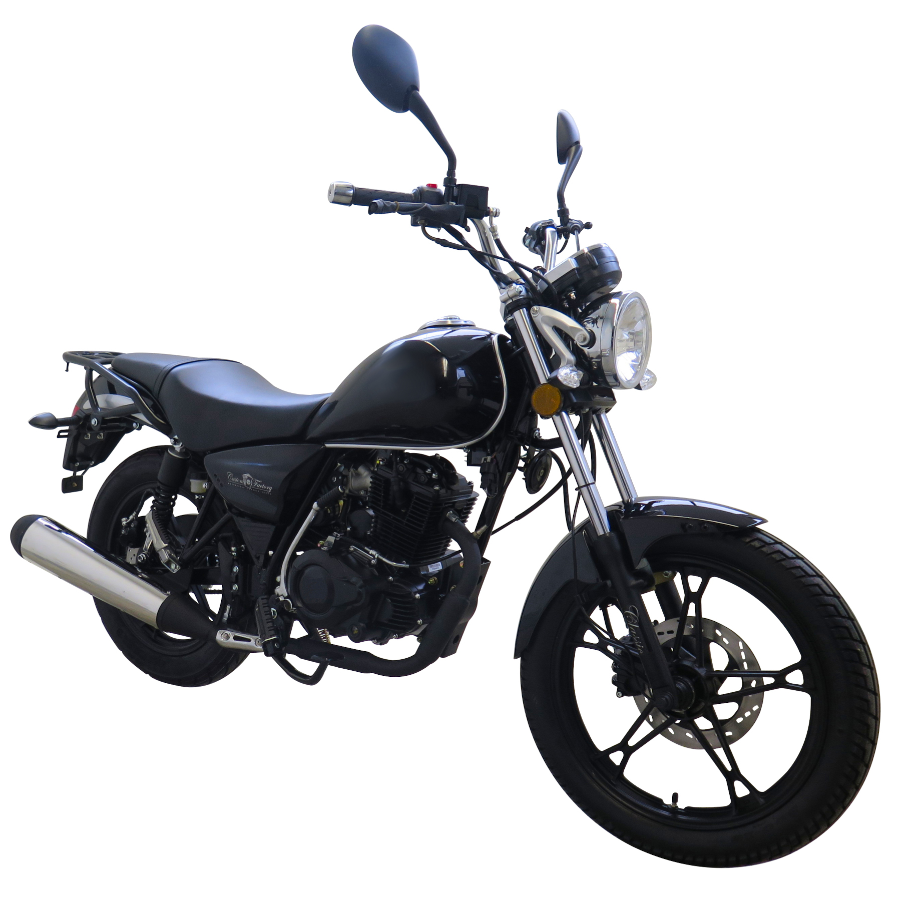 Motorrad Fighter 125 C-S schwarz matt 90 km/h Euro 5+ Schaltmoped Chopper 125ccm 4 Takt Leichtkraftrad Krad Kraftrad