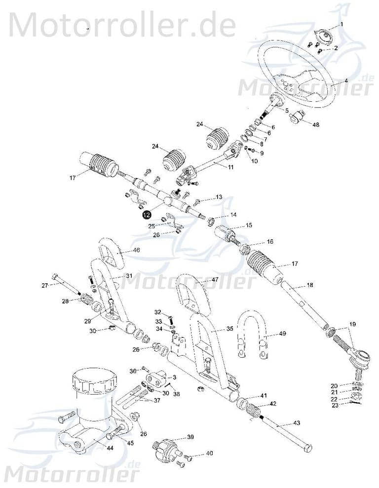 Tongjian Strassenbuggy 250 Lenkmanschette Lenkschutz 7.020.066 Motorroller.de Staubschutz Eppella ECM TBM Twister Hammerhead Wangye Kasea Buggy