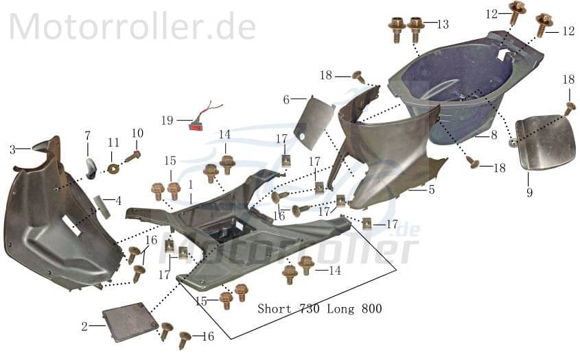 Trittbrett schwarz Länge= 800mm YYB950QT-2-15001