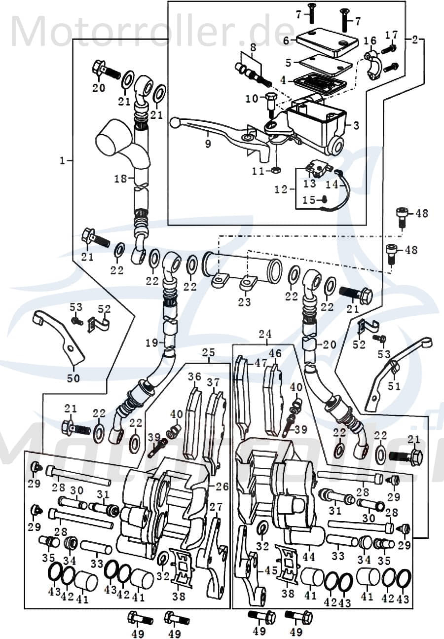 Kreidler STREET 125 DD Hohlschraube 125ccm 4Takt FIG.C12-21 Motorroller.de Hohl-Schraube Bremsleitungsschraube Bremsleitungs-Schraube 125ccm-4Takt