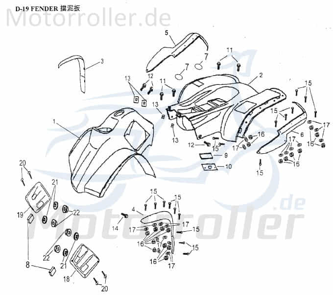 AEON Kotflügelverbreiterung hinten rechts Quad 180ccm 4Takt Motorroller.de 125ccm-4Takt ATV Cobra 180 Utility UTV Ersatzteil Service Inpektion