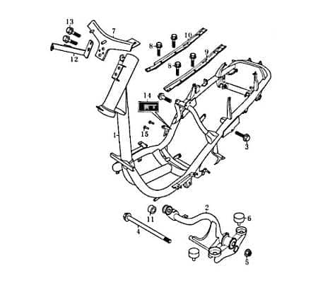 Gummi Rahmen Motorrad 125cc 4T Kreidler Florett 82011