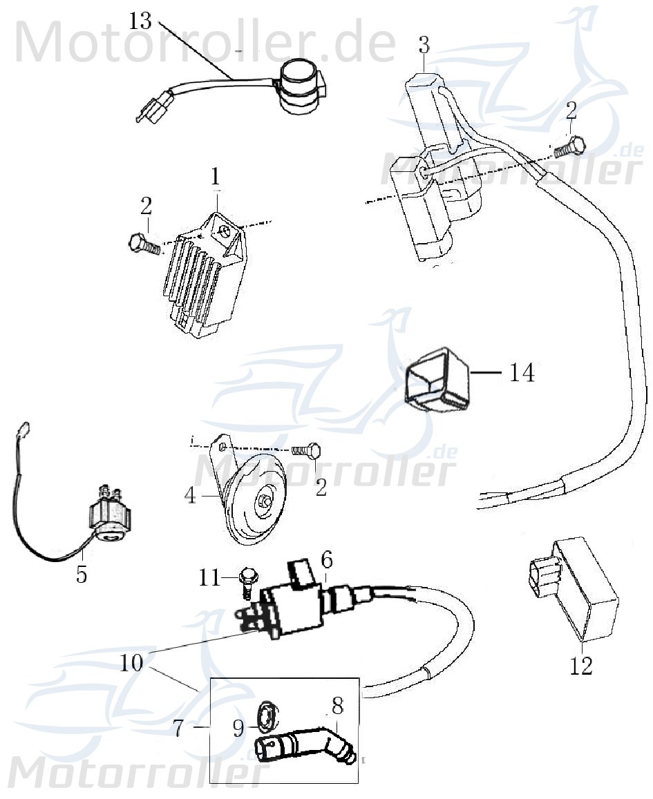 AGM GMX 550 Zündelektronik 50ccm 4Takt CDI Steuergerät Motorroller.de Jonway 139QMB JSD50QT-13 50cc 4T 139QMA Zündbox CDI-Einheit Blackbox