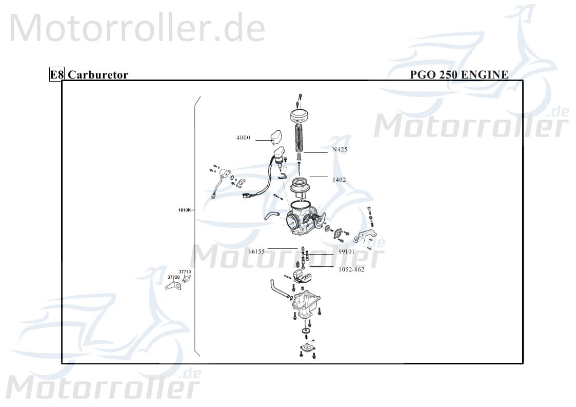 PGO Startautomatik Choke Bugrider 250 Buggy 250ccm 4Takt Motorroller.de Kaltstarter Kaltstartautomatik Kaltstartventil Kaltstarteinrichtung Ersatzteil
