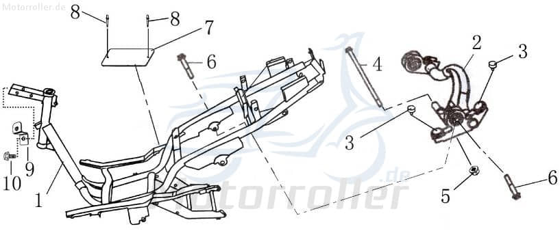 Bundschraube M10x1.25x55mm mit Bund verzinkt AGM 125ccm 4Takt Motorroller.de Maschinenschraube Flanschschraube Flansch-Schraube Maschinen-Schraube