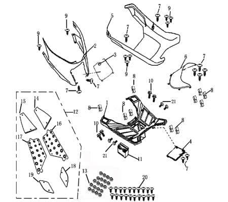 Rex RS750 4T Radlauf-Schutz Spritzschutz Schutzblech Motorroller.de 50ccm 4Takt 139QMB JSD50QT-13 50cc 139QMA Schmutzfänger Schutz-Blech
