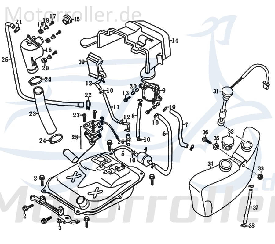Kreidler Florett RMC-F 50 125 Verbindungsplatte Einfüllstutzen 81781 Motorroller.de Verbindungschlauch Benzinschlauch Ersatzteil Service