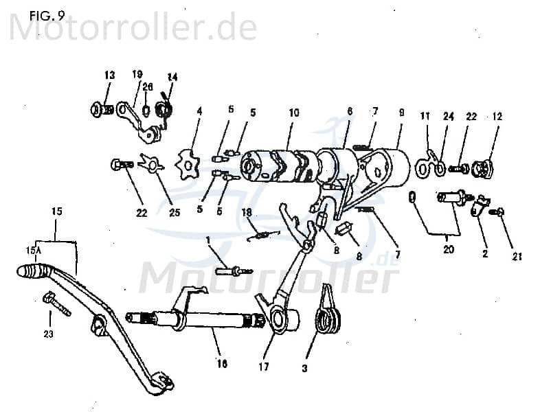 Jincheng Schalttrommel Roller Scooter 50ccm 2Takt 140600 Motorroller.de 1E40QMB Ersatzteil Service Inpektion Direktimport