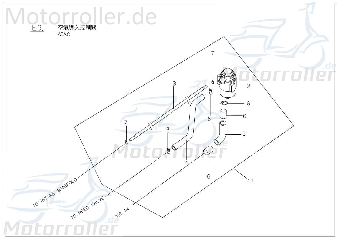 PGO Bugrider 250 AIAC SLS Buggy 250ccm 4Takt B72863000001 Motorroller.de Sekundärluftsystem Komplett PGO 250ccm-4Takt Ersatzteil Service Inpektion