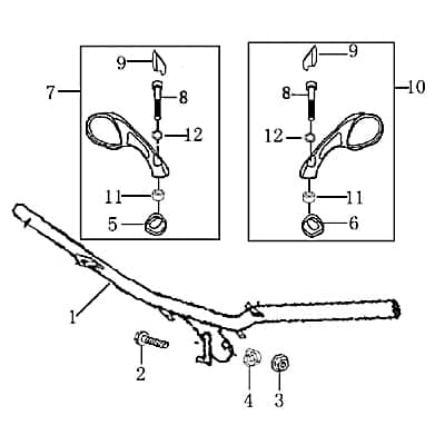 Rex RS1100 Rückspiegel links Roller 125ccm 4Takt 701410 Motorroller.de Seitenspiegel Rück-Spiegel 125ccm-4Takt Scooter Torino 125 Ersatzteil Service